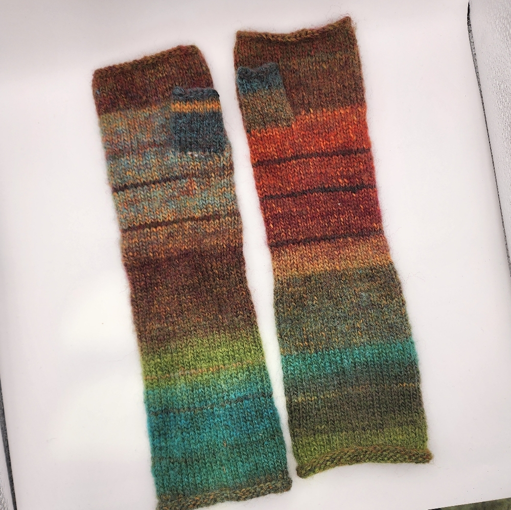 Hand knit fingerless gloves